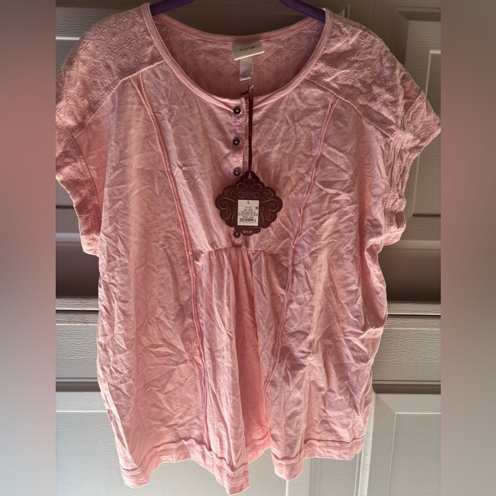 Pink Button-Front Top